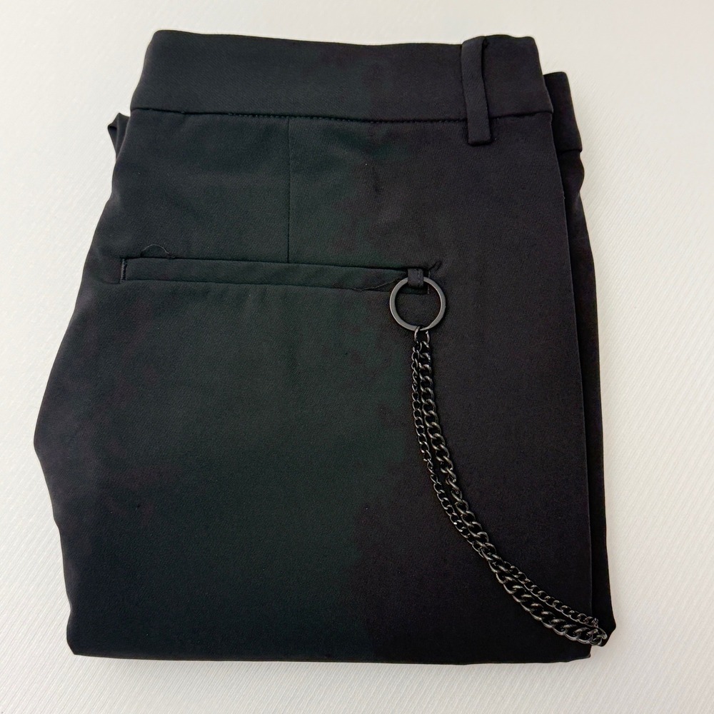 Zara Man Black Skinny Trousers with Wallet Chain and Ankle Zips Size 31 Mens